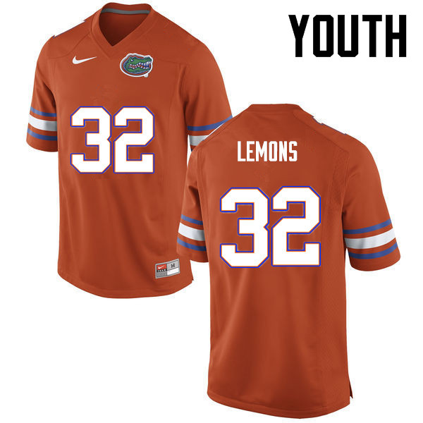 Youth Florida Gators #32 Adarius Lemons College Football Jerseys-Orange
